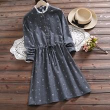 Mori girl fashion cusual sweet dress 2019 spring new arrival ruffled long sleeve print dress 2024 - buy cheap