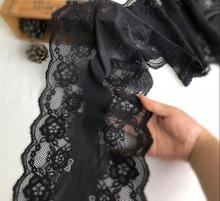 1 метр Черный цвет эластичное кружево отделка черный для одежды аксессуары платье Шитье аппликационный костюм тянущиеся кружевные ткани 23 см 2024 - купить недорого