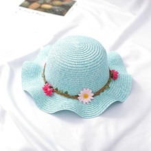 XEONGKVI Falbala Flower Children Sun Hat Summer Brand Wide Brim Prevent Bask In Beach Straw Hats For Boy Girl 2024 - buy cheap