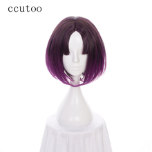 Oinha de cabelo sintético feminina kobayashi, peruca de tecido resistente ao calor, 35cm, preta/roxa, para cosplay 2024 - compre barato