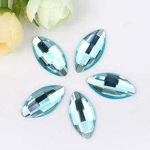 Lake blue horse eye shape flat back glass crystal Rhinestones DIY mobile phone shell nail art and wedding dress 20pcs/pack 2024 - buy cheap