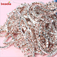 Hot Sale 2/2.5/2.8/3mm High Density Champagne Rhinestone Chain For Decor Craft Sewing Clothes Accessories 2024 - buy cheap