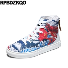 Brand Printed Skate New Trainers Breathable Men Canvas Shoes Casual 47 11 Sneakers Large Size Hip Hop High Top Runway Painting 2024 - buy cheap