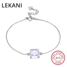 LEKANI Genuine Crystals From SWAROVSKI 925 Silver Square Beads Charm Bracelets Bangles For Women Chain Accessories Fine Jewelry 2024 - buy cheap