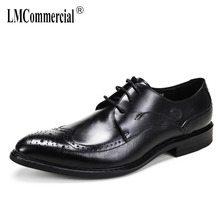 Genuine Leather mens carved real leather shoes suits business shoes men British big size cowhide men formal dress shoes casual 2024 - buy cheap