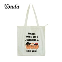 Youda New Ladies Handbags Simple Tote Cartoon Printing Shoulder Bags Female Student Handbag Large Capacity Canvas Shopping Bags 2024 - buy cheap