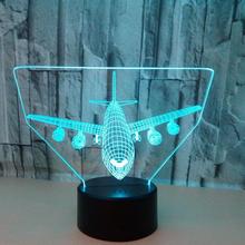 Customized Production Of 3d Led Lamp For Parallel Aircraft 3d Nightlight Seven-color 3d Stereo Vision Table 3d Light Fixtures 2024 - buy cheap