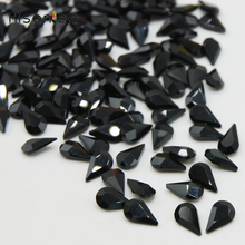 Hisenlee Glass Teardrop Pear Shape 100Pcs Black Shine Crystal Clear Rhinestone Pointback Stones Jewelry Dress Making DIY 2024 - buy cheap