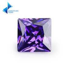 Tamanho 1.5 ~ 12x12mm formato quadrado princesa corte 5a violeta zircônia pedra sintética pedras cz para joias 2024 - compre barato