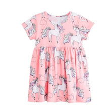 Jumping meters Animals Girls Dresses With Unicorns Print Hot Selling Fashion Baby Dresses Cotton Party Wedding Kids Clothes 2024 - buy cheap