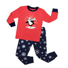 Пижама TINOLULING для мальчиков и девочек, Хлопковая пижама с пингвином, одежда для сна на Рождество, детская одежда 2024 - купить недорого