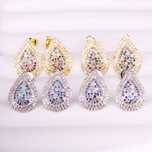 6 Pairs ZYZ339-2885 Water Drop Zircon Earring Stud Gold / Silver Color with Micro Paved CZ Fashion Jewelry 2024 - buy cheap