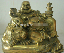 Быстрая доставка Китайская народная культура ручной работы старая бронза латунь статуя Будды Майтрейи 2024 - купить недорого