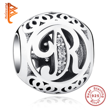 Exquisite 925 Stering Silver Charm Alphabet R Beads fit  Original BW Bracelets with Clear CZ for Women DIY Jewelry 2024 - buy cheap