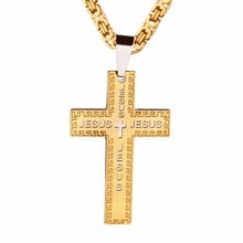 316L Stainless Steel Cross pendant Men's Christian Jesus Name Crucifix necklace Biker chain For women Fashion Jewelry 2024 - buy cheap
