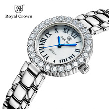 Royal Crown-reloj de cuarzo japonés para mujer, pulsera fina de acero con diamantes de imitación, caja de regalo para chica ostentosa 2024 - compra barato