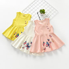 Одежда для девочек; милое платье для девочек; детское платье принцессы без рукавов; летняя детская одежда из хлопка; платья принцессы с бабочками для маленьких девочек 2024 - купить недорого