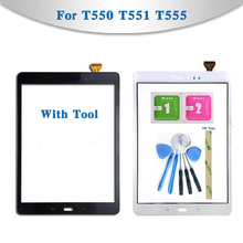 Сенсорный экран для планшета Samsung Galaxy Tab A, экран 9,7 дюйма, сенсорный экран, сенсорная панель, внешнее стекло, передняя панель, T550, T551, T555 2024 - купить недорого