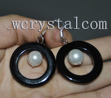 Black Onyx Circle 30mm White Shell Pearl 12mm Earrings  large silver earring 2024 - buy cheap