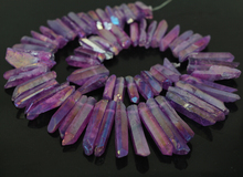 Approx62PCS Purple Titanium AB Quartz Crystal Stick Top Drilled Point Pendant Beads,Rock Raw Crystal Pillar Tusk Beads Jewelry 2024 - buy cheap