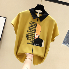 2019 summer new style small shirt top loose casual fashion shirt printing chiffon short-sleeved T-shirt female 2024 - buy cheap