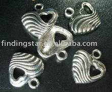 FREE SHIPPING 180pcs Tibetan silver wave heart drops A1393 2024 - buy cheap