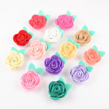 60pcs/lot 1.6'' Tiny Fabric Rose Flower with Leaf Chic Fabric flowers girls Headband Decoration 30 Color Alternative TH211 2024 - buy cheap