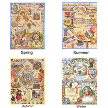 Janynn-Kit de punto de cruz para primavera, verano, otoño e invierno, muestra la hora de las cuatro estaciones 2024 - compra barato