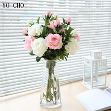 Flores rosas francesas de seda blanca, centro de mesa de peonía, decoración de fiesta en casa, Flores falsas, 64 CM, YO CHO 2024 - compra barato