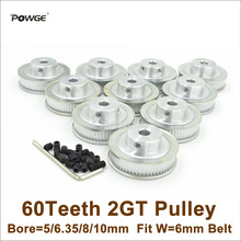 POWGE 50 Uds 60 dientes 2GT polea diámetro 5-12mm ajuste ancho 6mm GT2 Correa 3D piezas de la impresora 60 T 60 dientes GT2 polea 2024 - compra barato