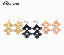 KISS ME 2017 Statement Trendy Jewelry Gold Color Hollow Alloy Drop Earrings Factory Wholesale 2024 - buy cheap