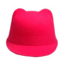 100% Wool Girl Boy Fedoras hat With mickey cat ear Sun hat winter warm soft kid  Devil Hat Cute cap size 52-54CM IN STOCK 2024 - buy cheap