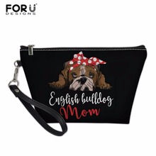FORUDESIGNS Travel Cosmetic Bag English Bulldog Makeup Case Women Zipper Hand Holding Make Up Handbag Organizer Storage Pouch 2024 - buy cheap