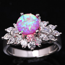 Valuable Pink Fire Opal White  Silver Plated Argent Jewelry Wedding Ring Us# Size 6 7 8 9 SF1286 2024 - buy cheap