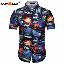 Covrlge Men's Summer Polyester 3D Print Shirts Turn-down Collar Short-sleeved Single Breasted Shirts Hawaii Beach Shirts MCS087 2024 - buy cheap