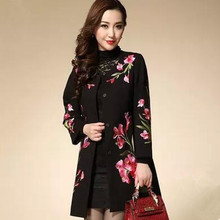 plus Size Women Embroidery Woolen Overcoat Fashion Elegant Women Long Coat 2024 - buy cheap