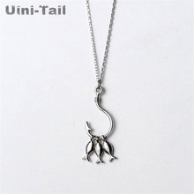 Uini-Tail new 925 sterling silver cute three small fish pendant necklace personality hook necklace fashion temperament jewelry 2024 - buy cheap