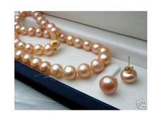 women big Jewelry set Genuine Natural Freshwater Pretty 8-9mm Pink A Akoya Pearl Necklace Earring no boxGenuine Selling Huge 2024 - buy cheap