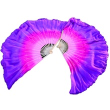 1 Pair Customized High Quality Silk Belly Dance Short Fans Pink+Rose+Purple Double Layered Silk Short Chinese Dance Fans 2024 - buy cheap