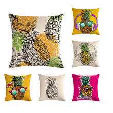 Fruit Pineapple Linen Cushion Cover Flower Plant Painted Pillow Cover for Sofa Chair Decor Home decorative pillows ZY738 2024 - buy cheap