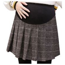 Spring Plaid maternity skirt spring and autumn style tide mother winter wear pregnant loose wear belly leggings pleated skirt 2024 - buy cheap