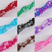 Size:4/6/8/10mm Beads Two-Tone Color Round Glass Crackle Beads Loose Spacer Beads For Jewelry Making DIY Bracelet & Necklace 2024 - buy cheap