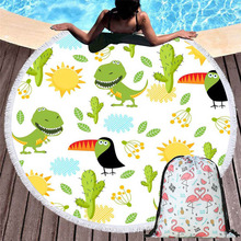 Summer 150cm Round Cartoon Animals Beach Towels Home Sport Towel Sofa Cover Yoga Mat Wall Tapestry With Drawstring Backpack Bag 2024 - buy cheap