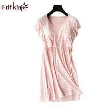 Fdfklak Modal Stripde Maternity Nightwear 2020 Summer Dress For Pregnant Women Nightie For Nursing Nightgown Breastfeeding F240 2024 - buy cheap