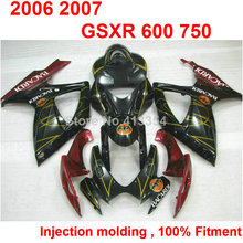 Kit de carenado de carrocería de molde de inyección para Suzuki GSXR600 06 07, juego de carenados rojo vino negro GSXR 750 2006 2007 TY29 2024 - compra barato