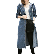 Autumn Winter New Plus size Denim Windbreaker Women long Hooded Denim Trench coats Women's Loose Jeans Base Overcome 5XL F416 2024 - buy cheap