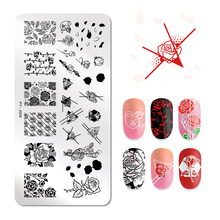 PICT YOU Rose Flowers Patterns Nail Stamping Plates Rectangle Plates Image Geometric Templates Nail Art Stencil Plate Stamp Tool 2024 - buy cheap