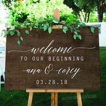 Welcome Beginning Sign Decal Custom Wedding Window Decals Personalised Names and Date Mirror Sticker Blackboard Decal L842 2024 - buy cheap