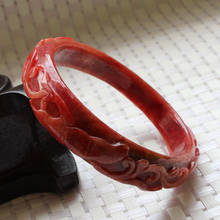 A970 Vintage Chinese Hand-carved Beautiful Red stoneite stone Bracelet Bangle 66mm 2024 - buy cheap