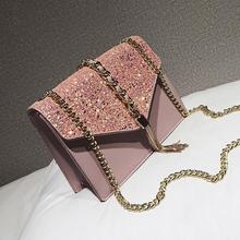 2019 Fashion New Ladies Sequin Square bag High quality PU Leather Women's Designer Handbag Tassel Chain Shoulder Crossbody Bag 2024 - buy cheap